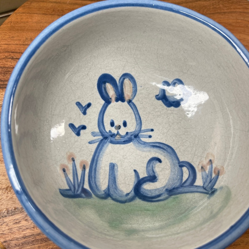 Vintage M.A. Hadley Handcrafted & Hand Painted‎ Rabbit Cereal Bowl Stoneware